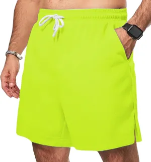 Men's Casual Ice Silk Shorts Cotton Elastic Waist Drawstring Quick Dry Basketball Running Short Lightweight
