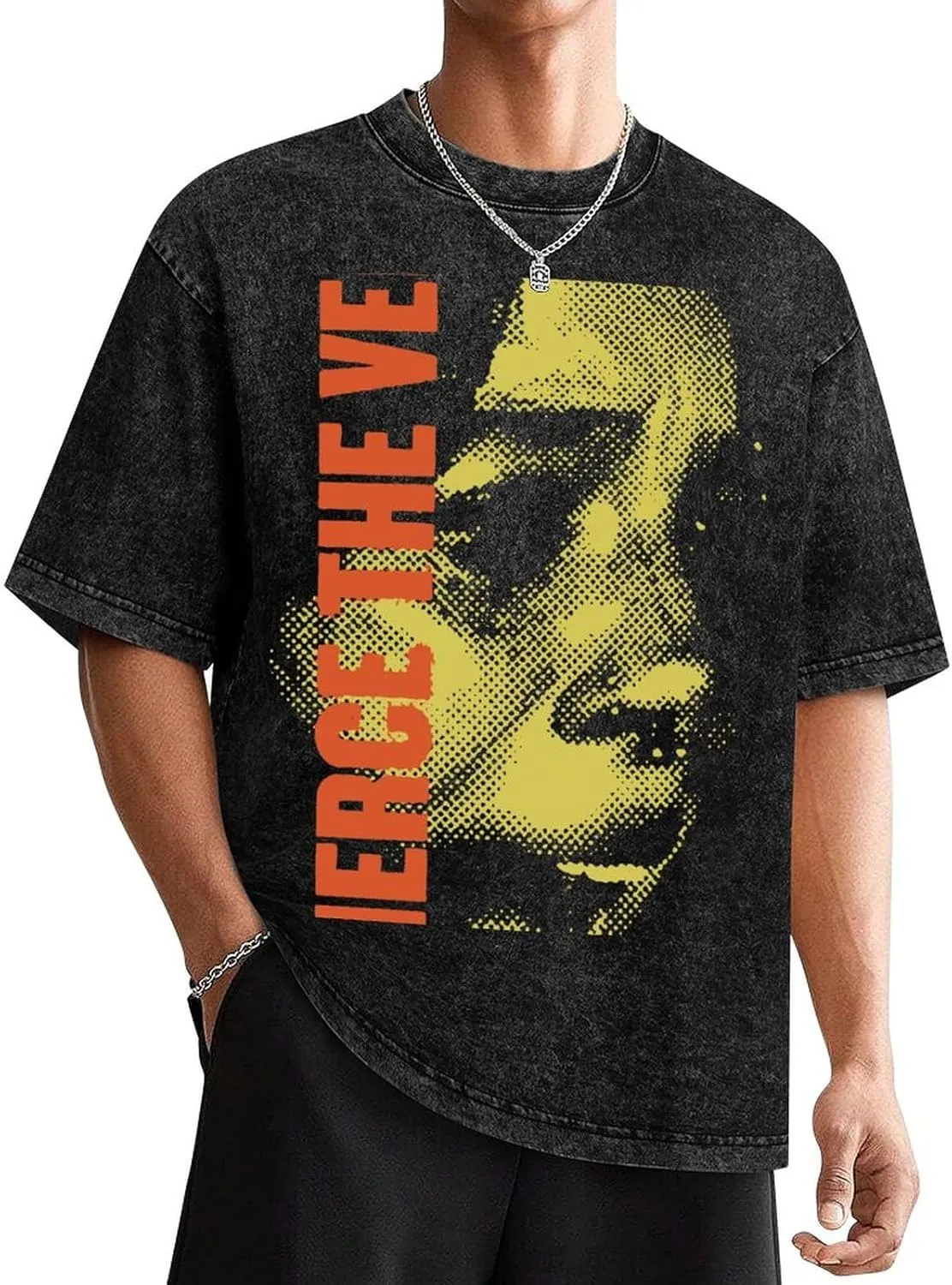 Men's Crew Cotton Neck Short Shirts Sleeved Hip-Hop Graphics Tee Street Retro Classic Casual Loose T-Shirt