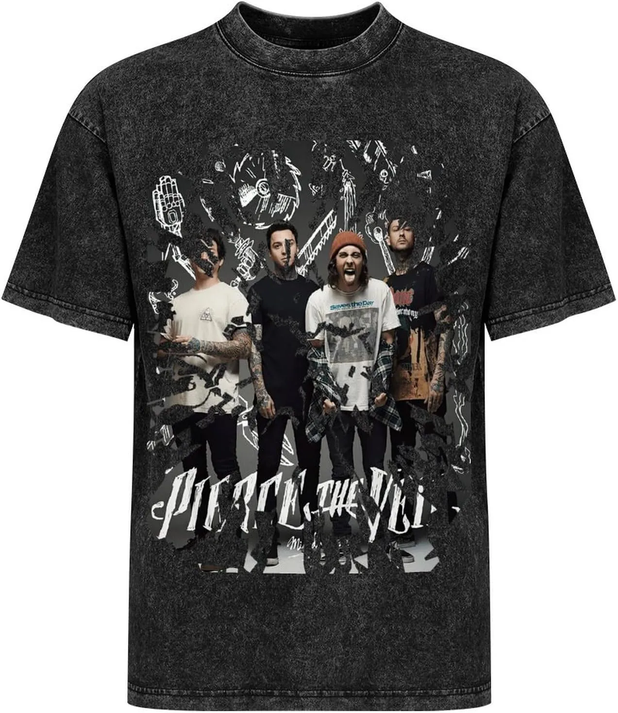 Men's Crew Cotton Neck Short Shirts Sleeved Hip-Hop Graphics Tee Street Retro Classic Casual Loose T-Shirt