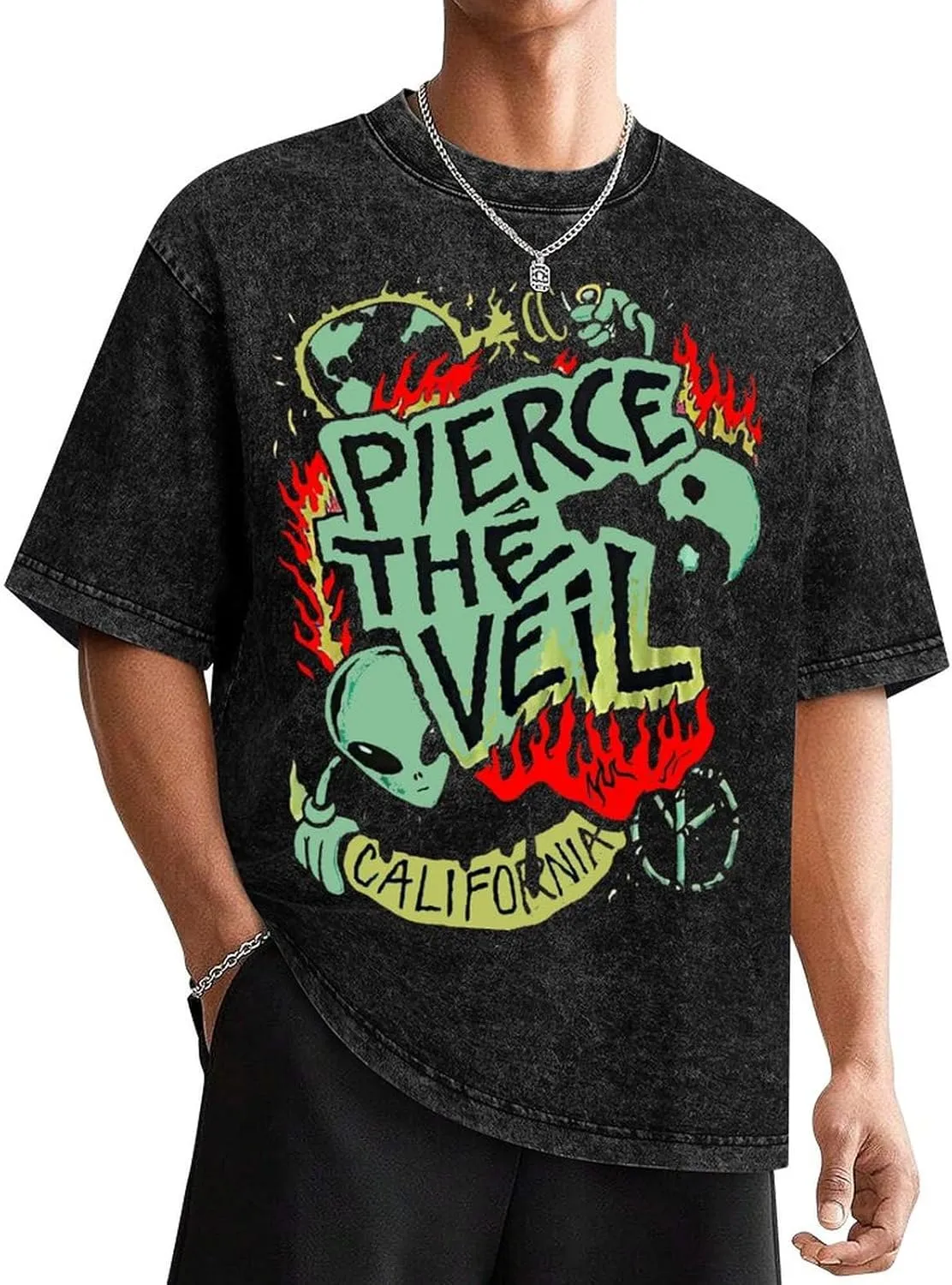 Men's Crew Cotton Neck Short Shirts Sleeved Hip-Hop Graphics Tee Street Retro Classic Casual Loose T-Shirt