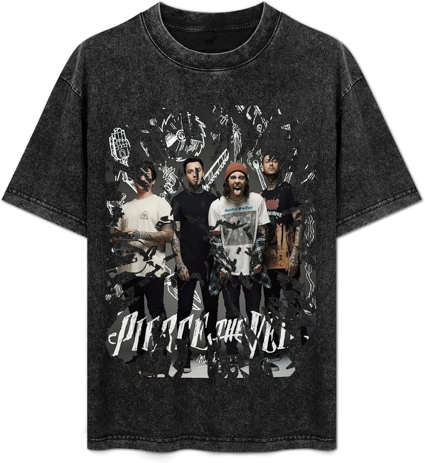 Men's Crew Cotton Neck Short Shirts Sleeved Hip-Hop Graphics Tee Street Retro Classic Casual Loose T-Shirt