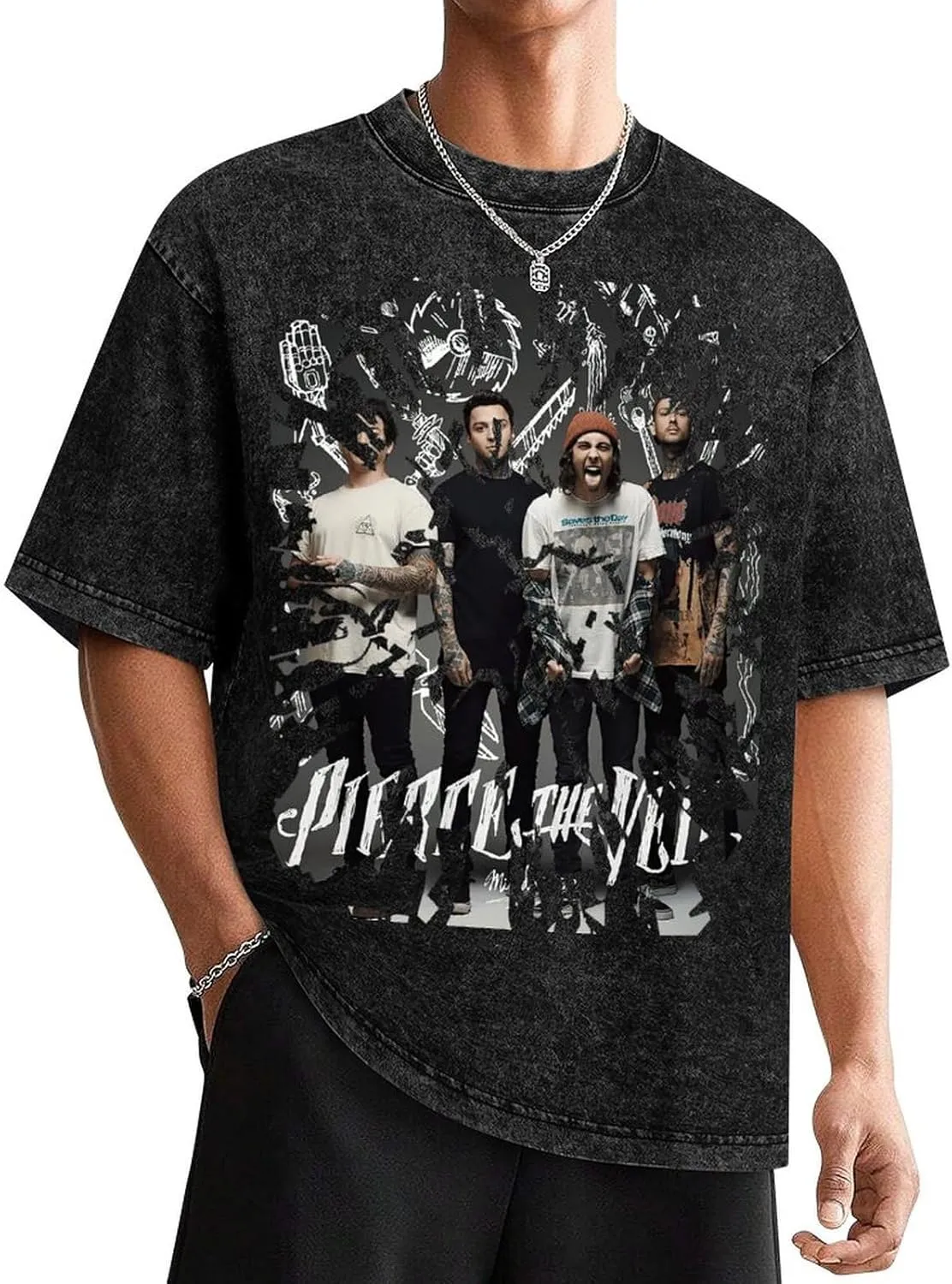 Men's Crew Cotton Neck Short Shirts Sleeved Hip-Hop Graphics Tee Street Retro Classic Casual Loose T-Shirt