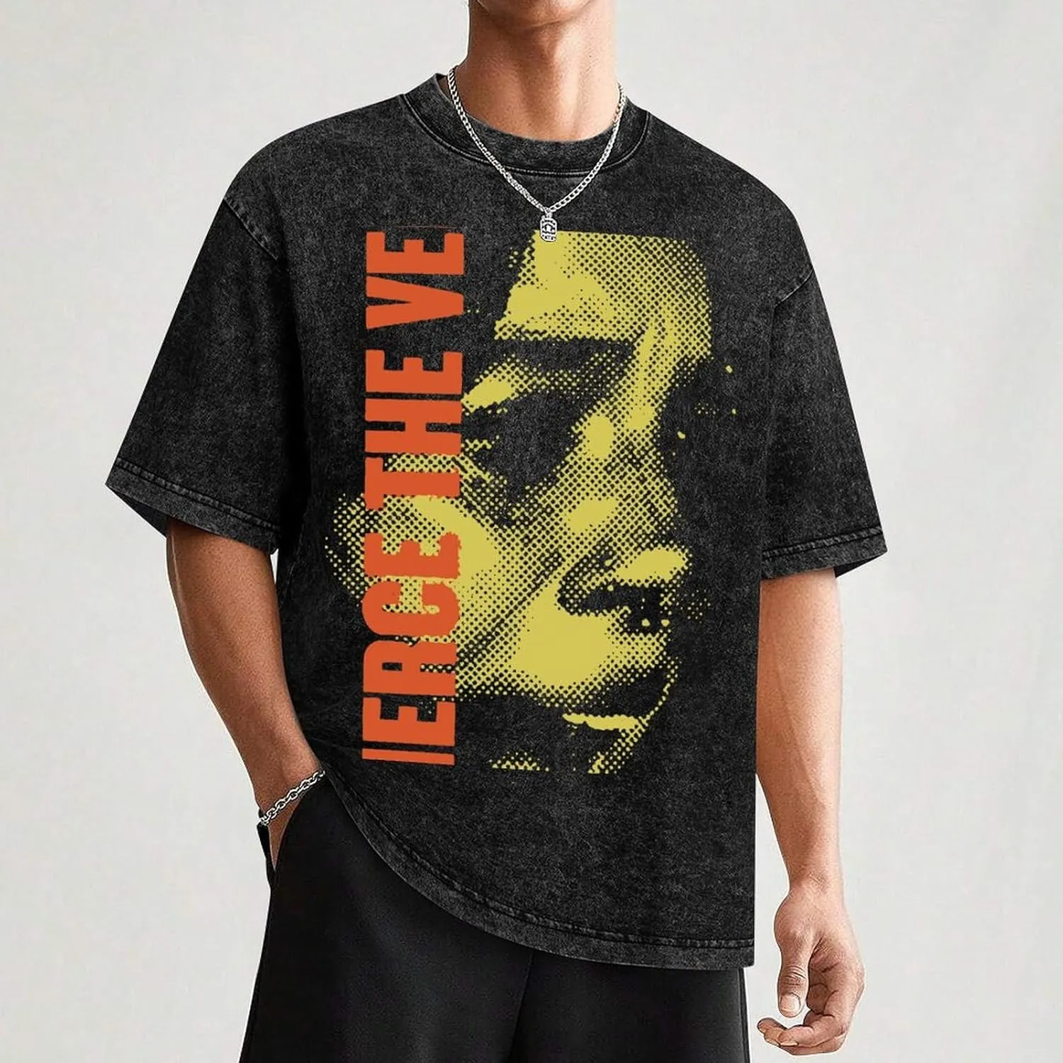 Men's Crew Cotton Neck Short Shirts Sleeved Hip-Hop Graphics Tee Street Retro Classic Casual Loose T-Shirt