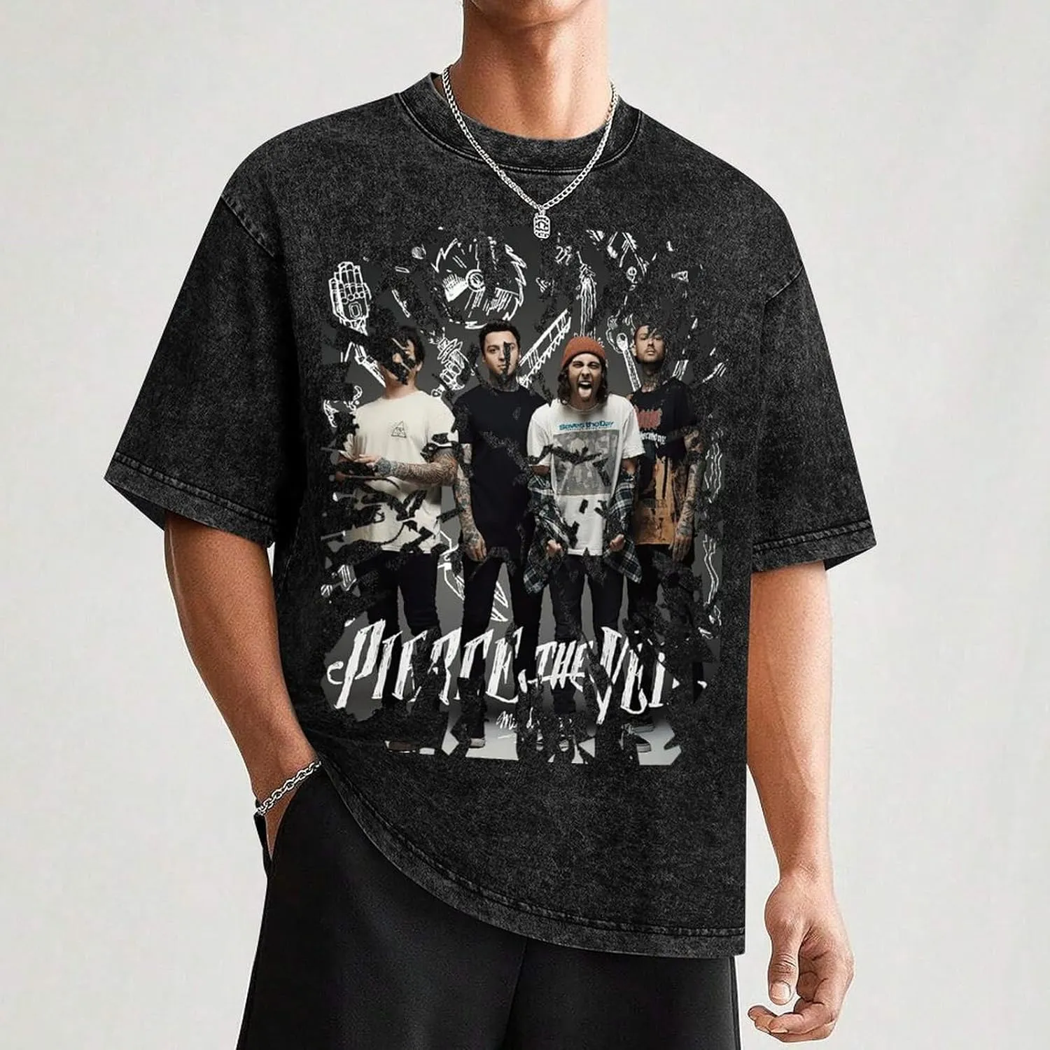 Men's Crew Cotton Neck Short Shirts Sleeved Hip-Hop Graphics Tee Street Retro Classic Casual Loose T-Shirt