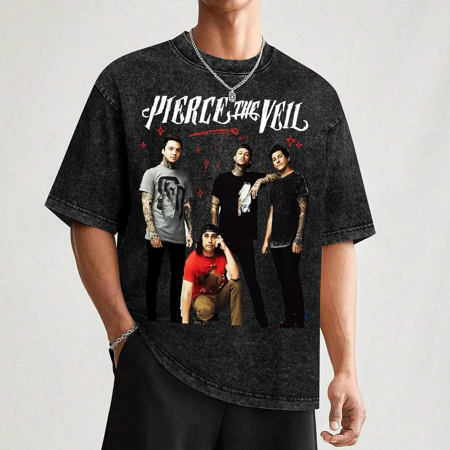 Men's Crew Cotton Neck Short Shirts Sleeved Hip-Hop Graphics Tee Street Retro Classic Casual Loose T-Shirt