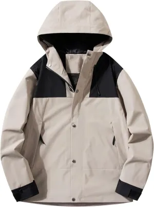 Men's Cycling Rain Jackets Water Resistant Mountaineering Windbreaker Lightweight Hooded Hiking Jacket Full Zip Hoodies Thin