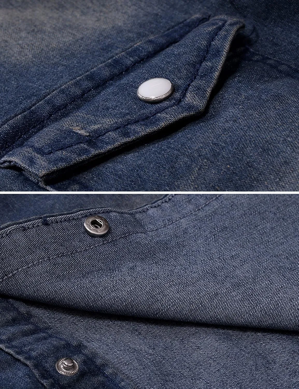 Men's Denim Shirt Casual Slim Fit Button Down Long Sleeve Washed Denim Shirt