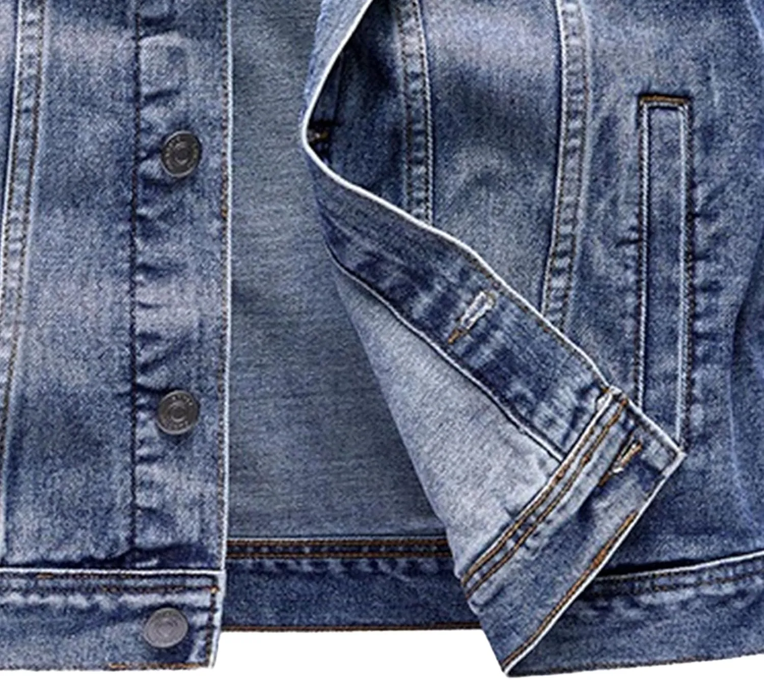 Mens Distressed Denim Vest Sleeveless Button Down Jean Vest with Pockets Slim Fit Motorcycle Jean Vest Jacket