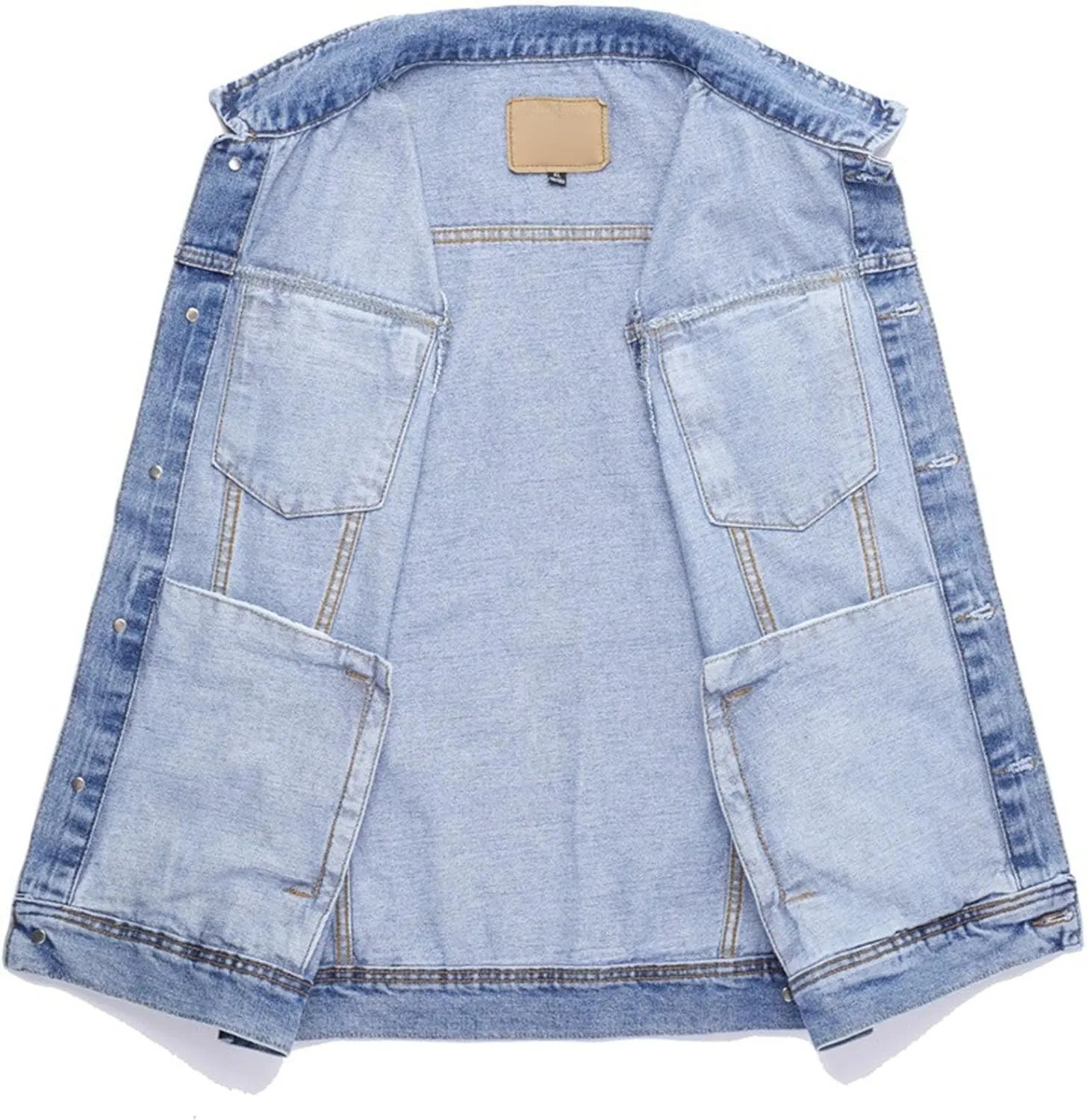 Mens Distressed Denim Vest Sleeveless Button Down Jean Vest with Pockets Slim Fit Motorcycle Jean Vest Jacket