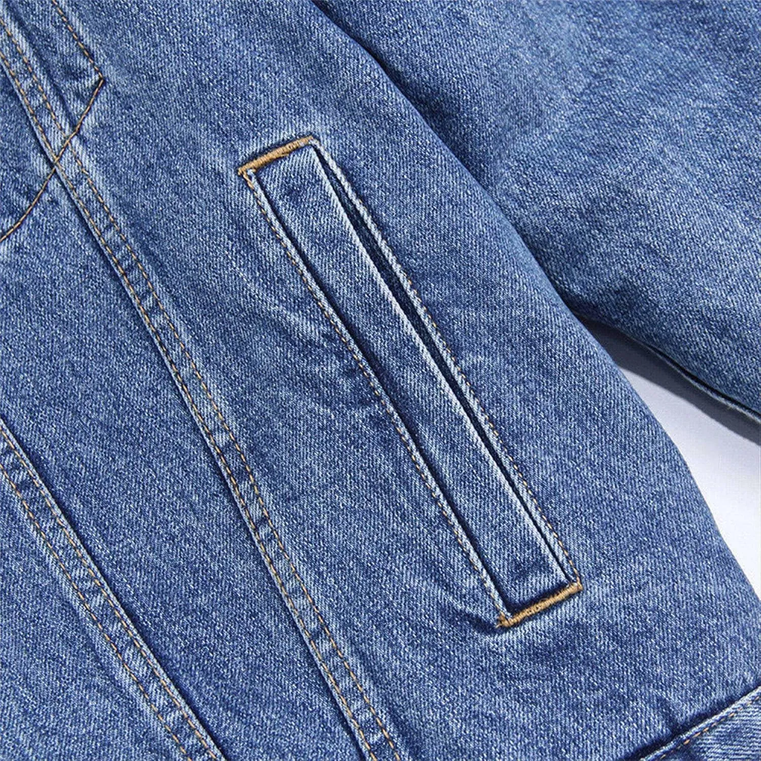 Men's Fleece Jean Jacket Fur Collar Sherpa Lined Warm Winter Denim Jacket Button Down Casual Jeans Coats Outwear