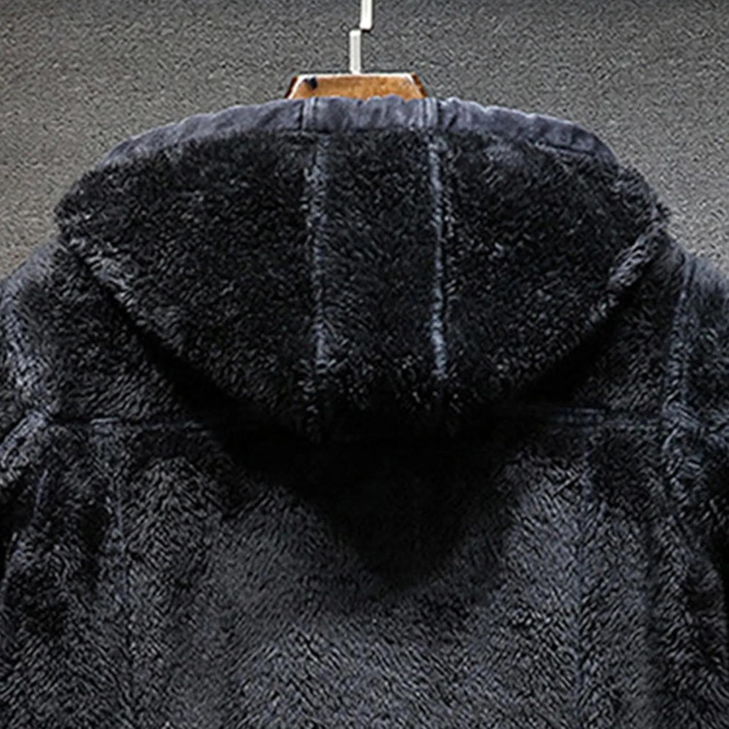 Men's Fleece Lined Denim Hoodie Jacket Casual Long Sleeve Button Down Trucker Coat Warm Winter Hooded Jackets
