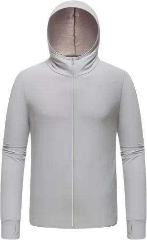Men's Full Zip UPF 50  Sun Protection Hoodies Long Sleeve Shirts Outdoor Athletic Hooded Jacket for Hiking Fishing