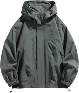 Men's Jacket Large Size Black Bomber Jacket Camping Hooded Loose Warm Jacket