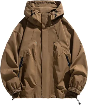 Men's Jacket Large Size Black Bomber Jacket Camping Hooded Loose Warm Jacket