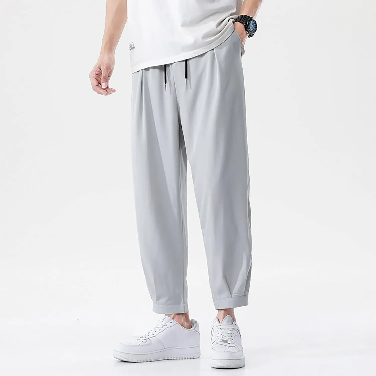 Mens Jogger Sweatpants Plus Size Gym Athletic Sports Running Pants Drawstring Elastic Waist Tapered Workout Trousers