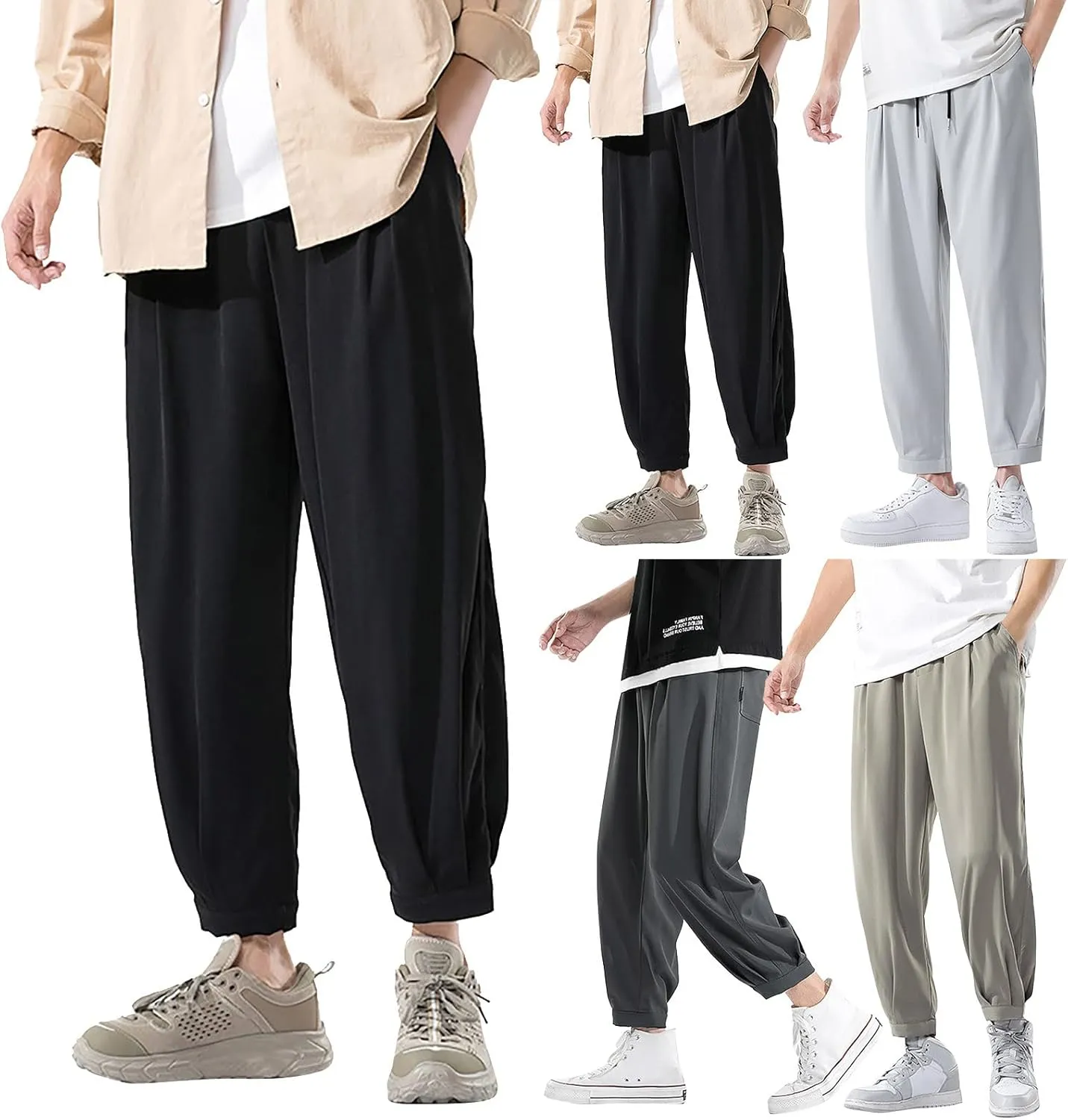 Mens Jogger Sweatpants Plus Size Gym Athletic Sports Running Pants Drawstring Elastic Waist Tapered Workout Trousers