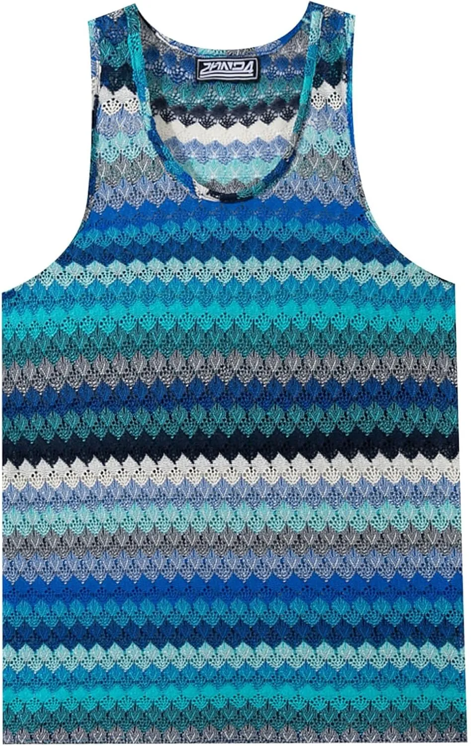 Men's Knit Hollow Out Beach Vacation Tank Tops, Sleeve Comfy Breathable Workout Training Shirts Summer Trendy Tees