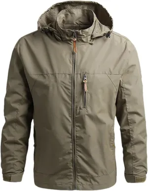 Men's Large Size Warm Hooded Jacket Spring Camping Mountaineering Jacket Casual Fashion