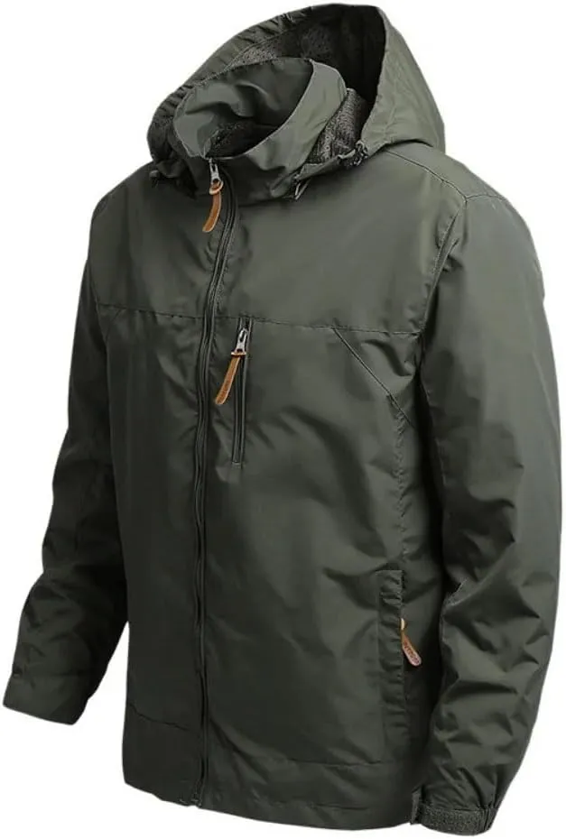 Men's Large Size Warm Hooded Jacket Spring Camping Mountaineering Jacket Casual Fashion