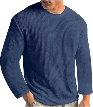 Mens Long Sleeve Shirts Casual Solid Crewneck Sweatshirt Causal Stylish Solid Gym Workout Tee Tops Pullover Shirt
