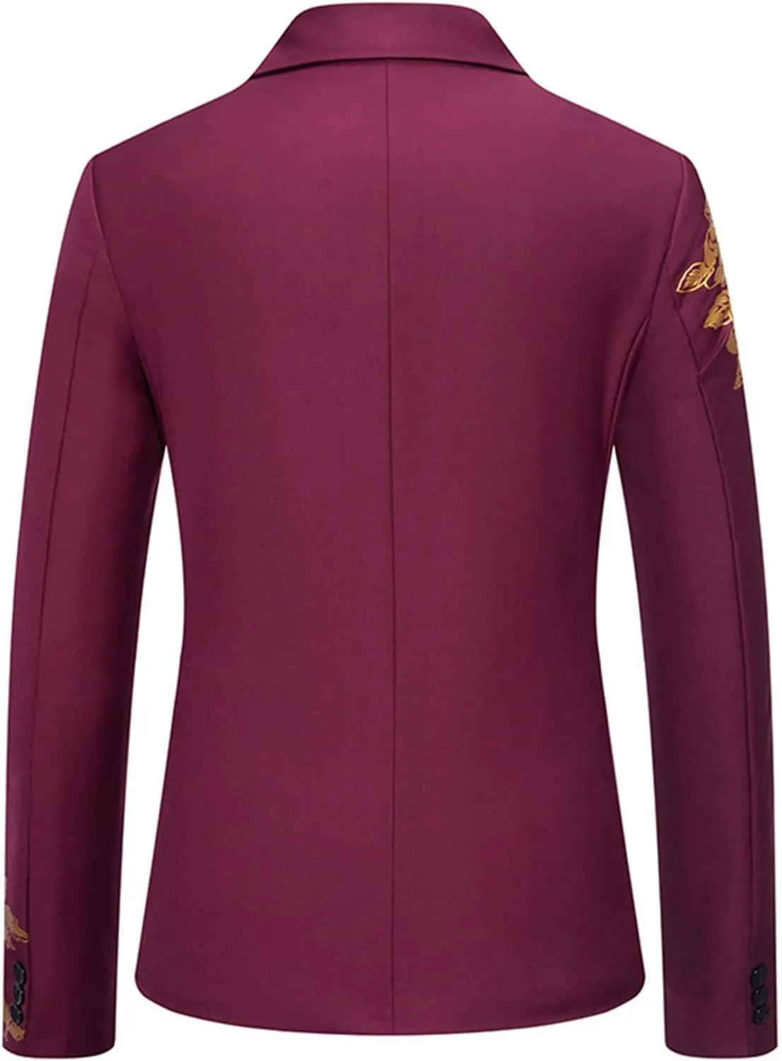 Mens Luxurious Gold Bronzing Blazers Long Sleeve Suit Jacket Slim Fit Sport Coats for Wedding Prom Formal Business