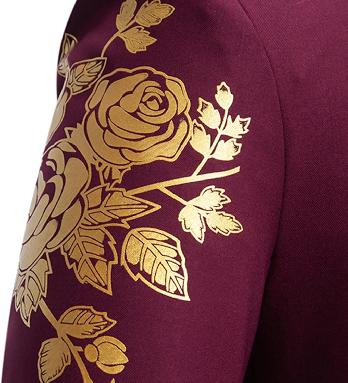 Mens Luxurious Gold Bronzing Blazers Long Sleeve Suit Jacket Slim Fit Sport Coats for Wedding Prom Formal Business