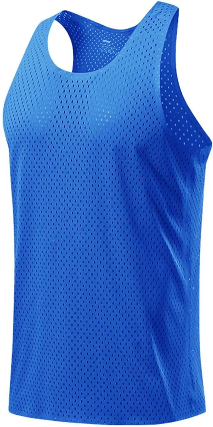 Men's Mesh Breathable Workout Tank Tops, Lightweight Quick Dry Sports Training Sleeveless Shirts Fashion Racerback Tees