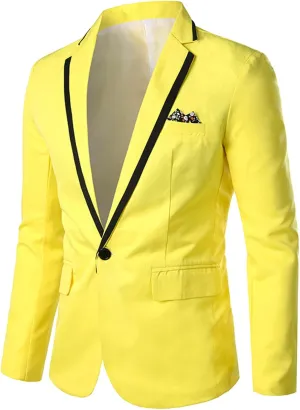 Men's One Button Blazer, Casual Solid Color Suit Jacket Slim Fit Lightweight Versatile Sport Coats Party Wedding Banquet