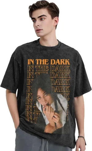 Mens Oversized T-Shirt Vintage Basic Cotton Tees Workout Short Sleeve Summer Tops Black