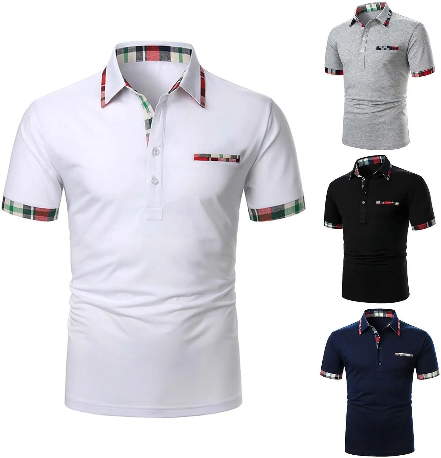 Mens Polo Shirts Short Sleeve Slim Fit Casual Button up Collared Lightweight Summer Comfy Golf Polos Workout Shirts
