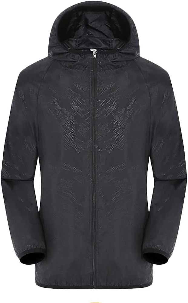 Mens Rain Jackets Waterproof with Hood Long Sleeve Outdoor Hiking Cycling Hooded Lightweight Windbreaker Jackets