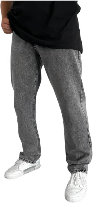 Men's Relaxed Fit Flex Jeans Solid Classic Regular Straight Leg Jean Casual Loose Fit Trousers with Pockets for Daily