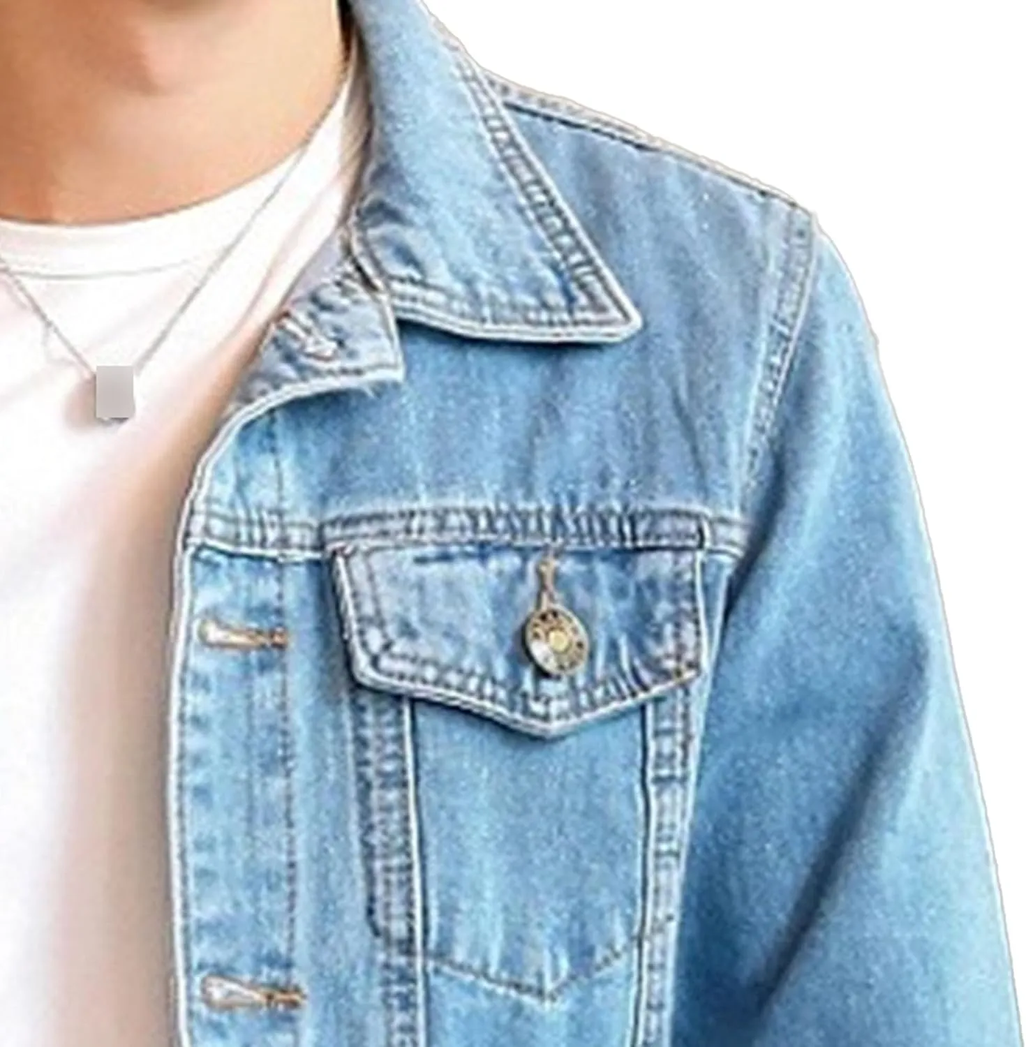 Men's Slim Fit Denim Jacket Long Sleeve Button Down Lapel Jean Jacket Distressed Casual Trucker Coat