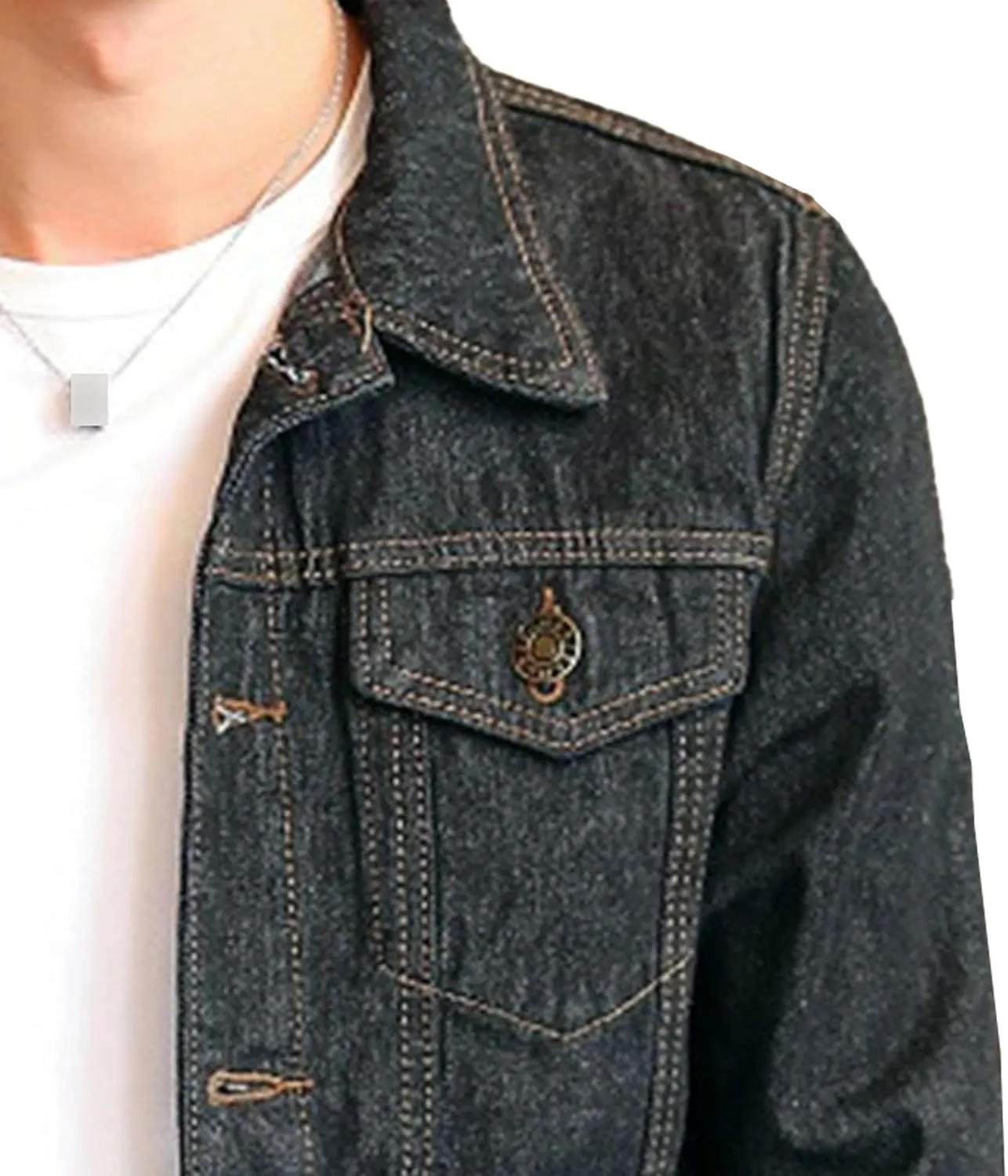 Men's Slim Fit Denim Jacket Long Sleeve Button Down Lapel Jean Jacket Distressed Casual Trucker Coat