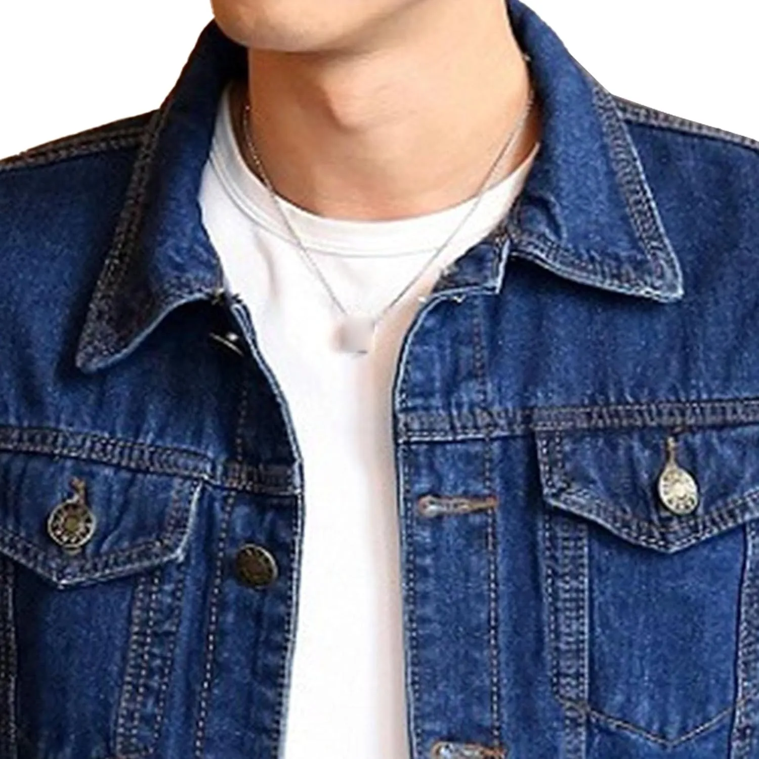 Men's Slim Fit Denim Jacket Long Sleeve Button Down Lapel Jean Jacket Distressed Casual Trucker Coat