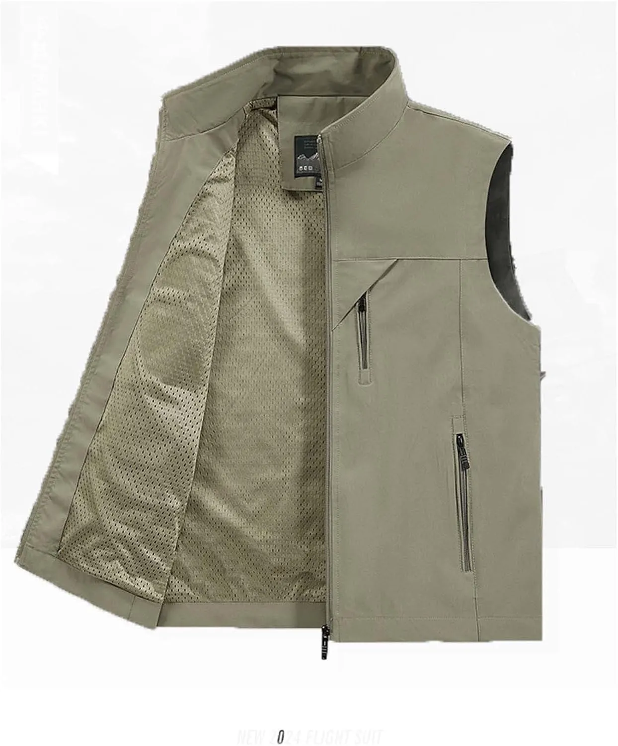 Men's Softshell Vest Outerwear Zip Up Sleeveless Quick Dry Fishing Vests Outdoor Casual Multi Pocket Jacket for Hiking Golf