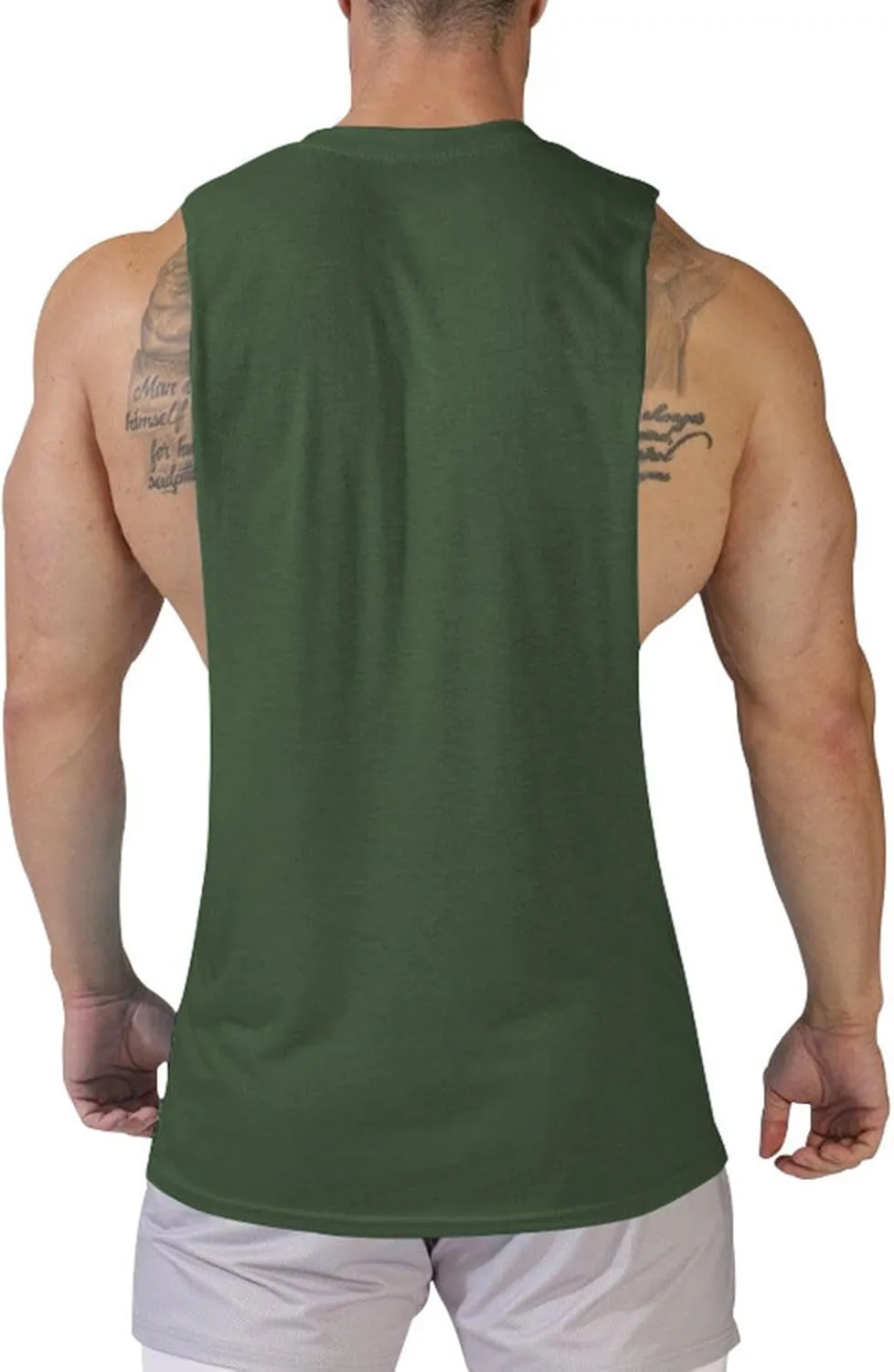 Men's Solid Color Cut Off Muscle Tank Tops, Gym Classic Bodybuilding Sleeveless Workout Shirts Quick Dry Training Tees