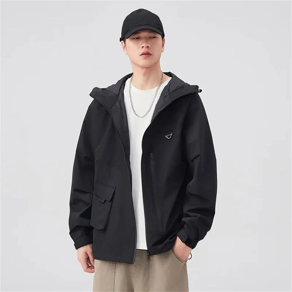 Men's Spring Outdoor Hooded Jacket Multi-Pocket Mountaineering Hiking Sports Fashion Jacket