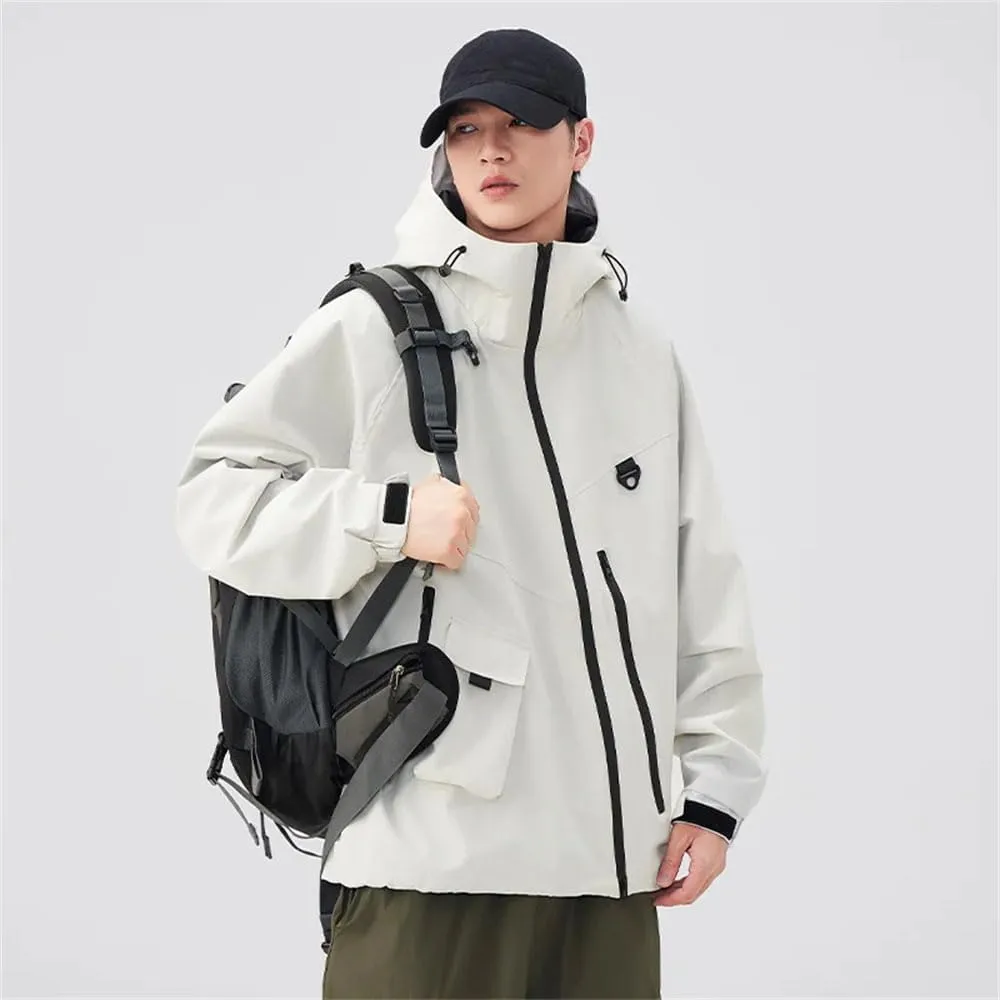 Men's Spring Outdoor Hooded Jacket Multi-Pocket Mountaineering Hiking Sports Fashion Jacket