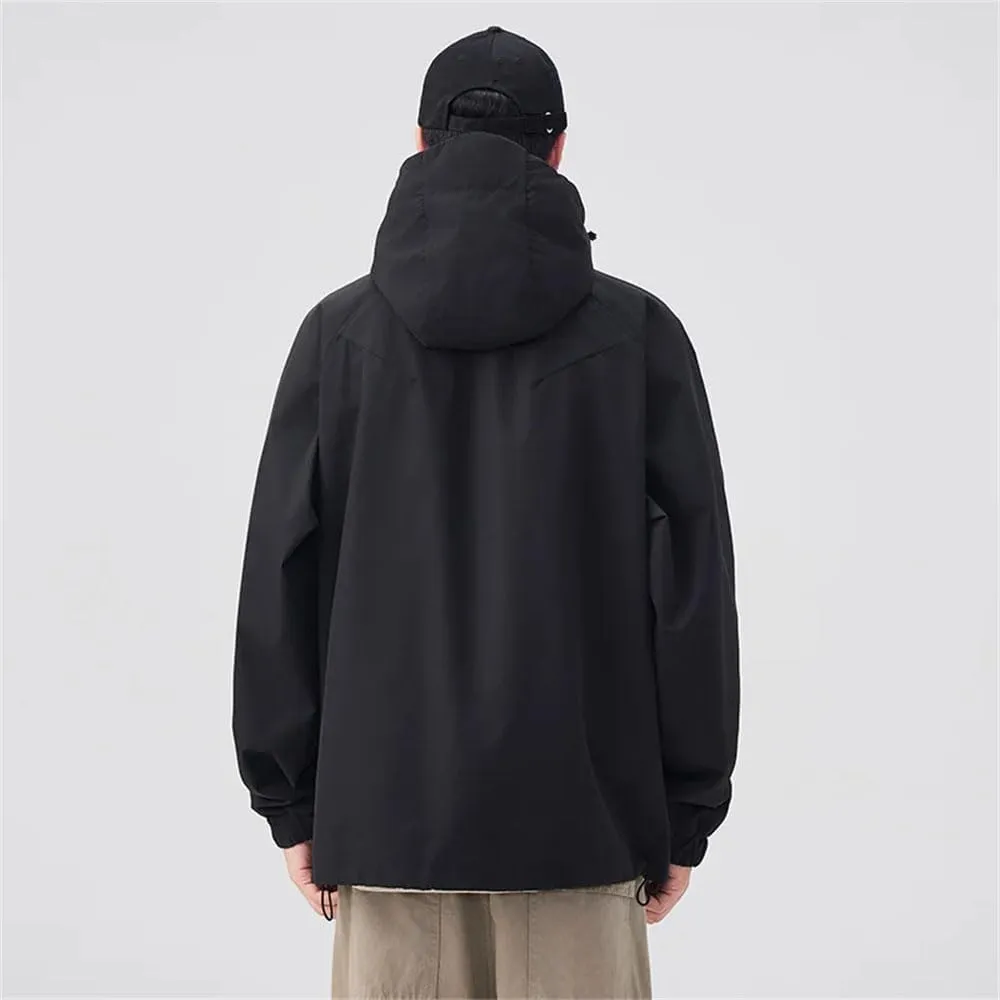 Men's Spring Outdoor Hooded Jacket Multi-Pocket Mountaineering Hiking Sports Fashion Jacket