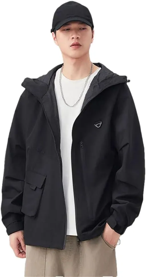Men's Spring Outdoor Hooded Jacket Multi-Pocket Mountaineering Hiking Sports Fashion Jacket