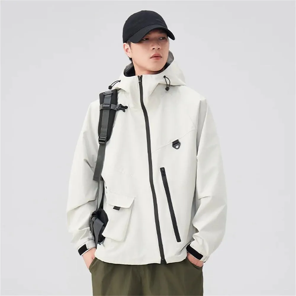 Men's Spring Outdoor Hooded Jacket Multi-Pocket Mountaineering Hiking Sports Fashion Jacket