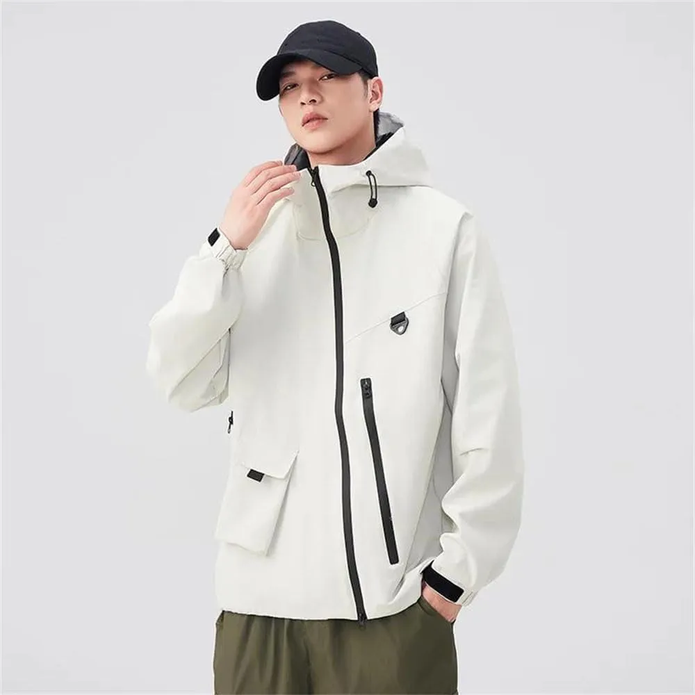Men's Spring Outdoor Hooded Jacket Multi-Pocket Mountaineering Hiking Sports Fashion Jacket
