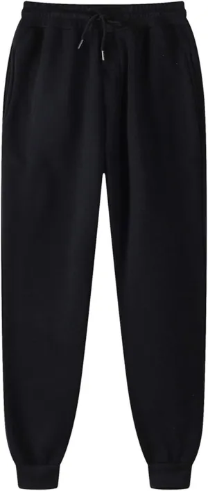 Men's Sweatpants with Pockets Drawstring Casual Fleece Joggers Loose Fit Open Bottom Athletic Cinch Bottoms for Men