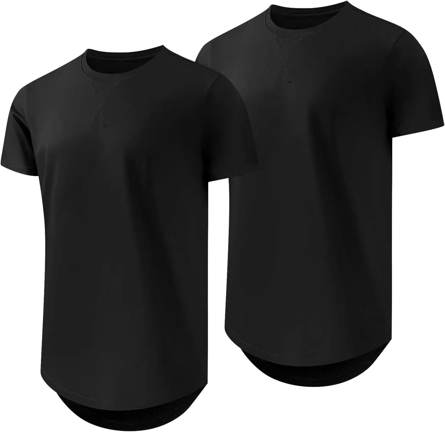 Mens T Shirts Casual Hipster Hip Hop Longline Crewneck Tee Shirts
