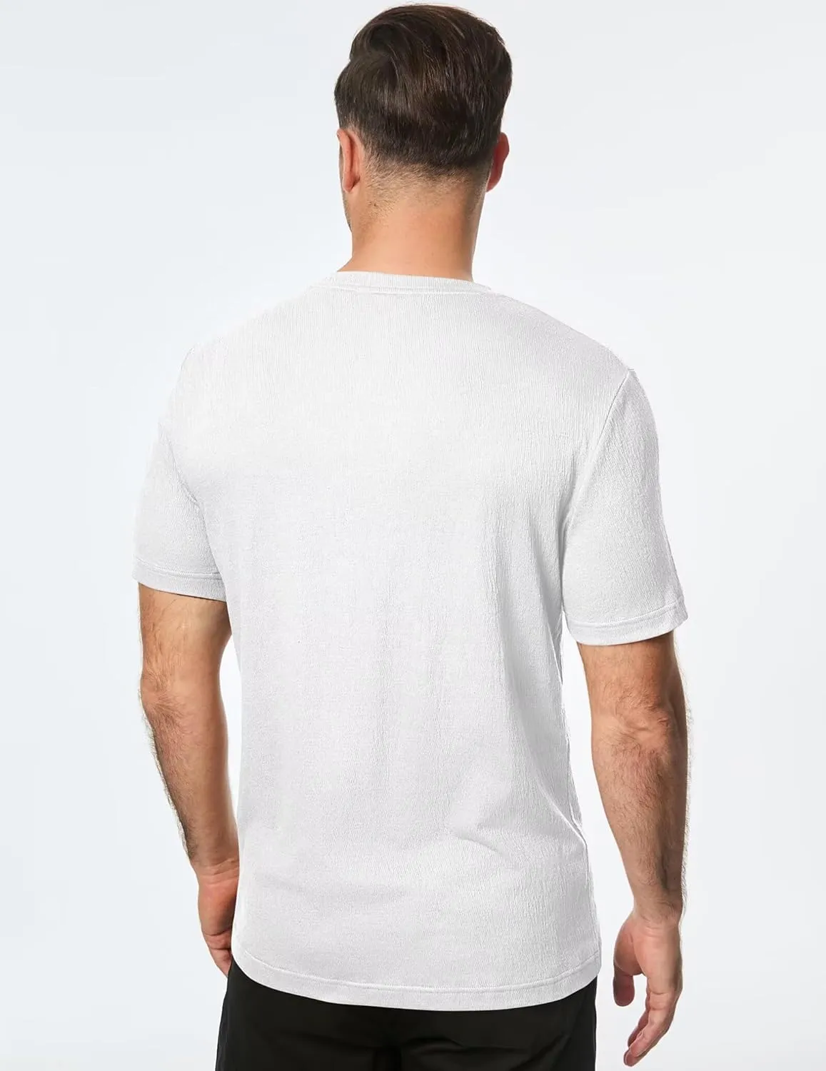 Men's T-Shirts Cotton Short Sleeve Crewneck Textured Knit Tees Shirts Summer Casual Solid Basic Tops