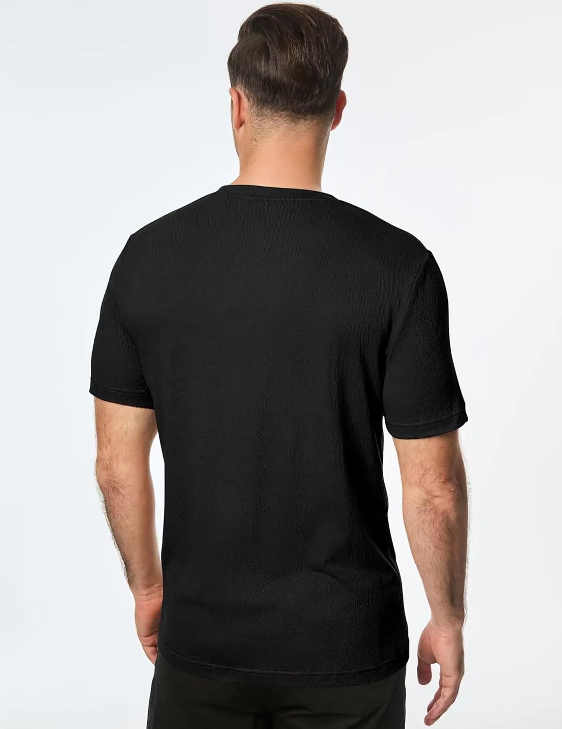 Men's T-Shirts Cotton Short Sleeve Crewneck Textured Knit Tees Shirts Summer Casual Solid Basic Tops