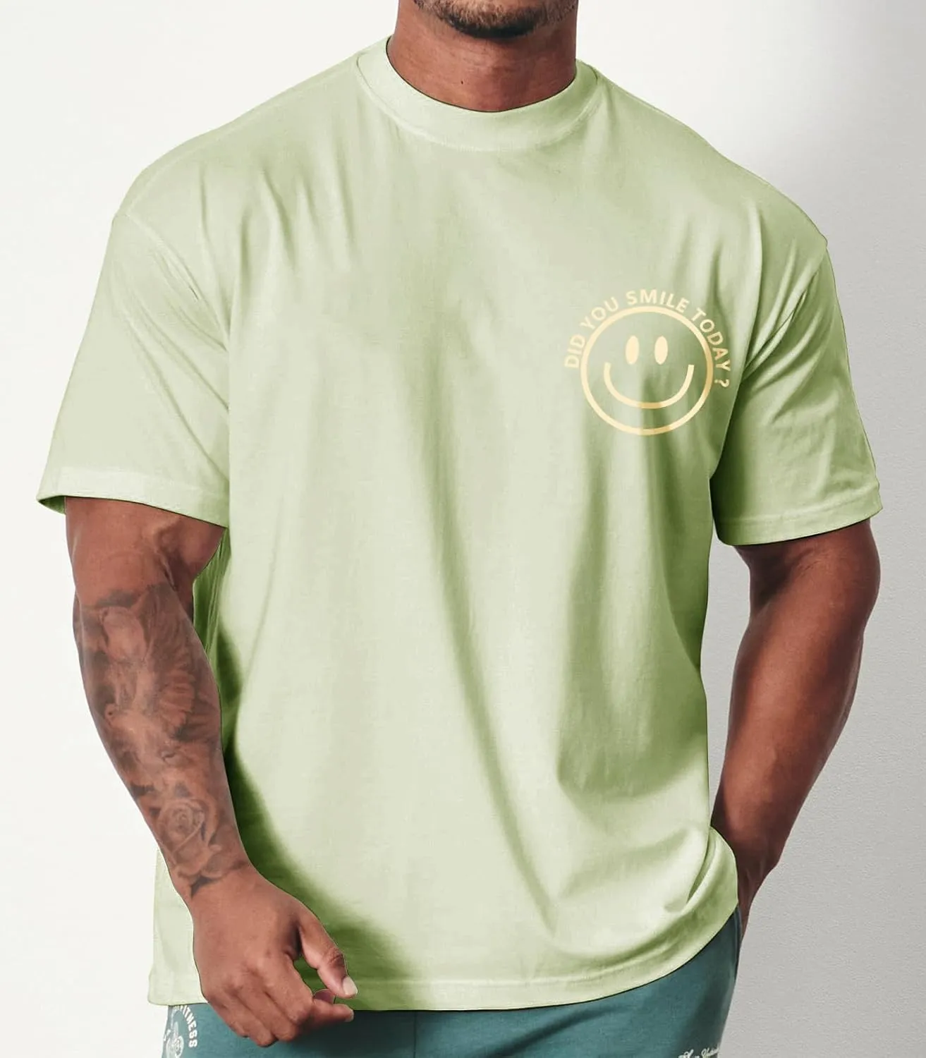 Men's T Shirts Smile Face Graphic Tees Oversized Tshirts Heavyweight Athletic Workout Short Sleeve Cotton Tops