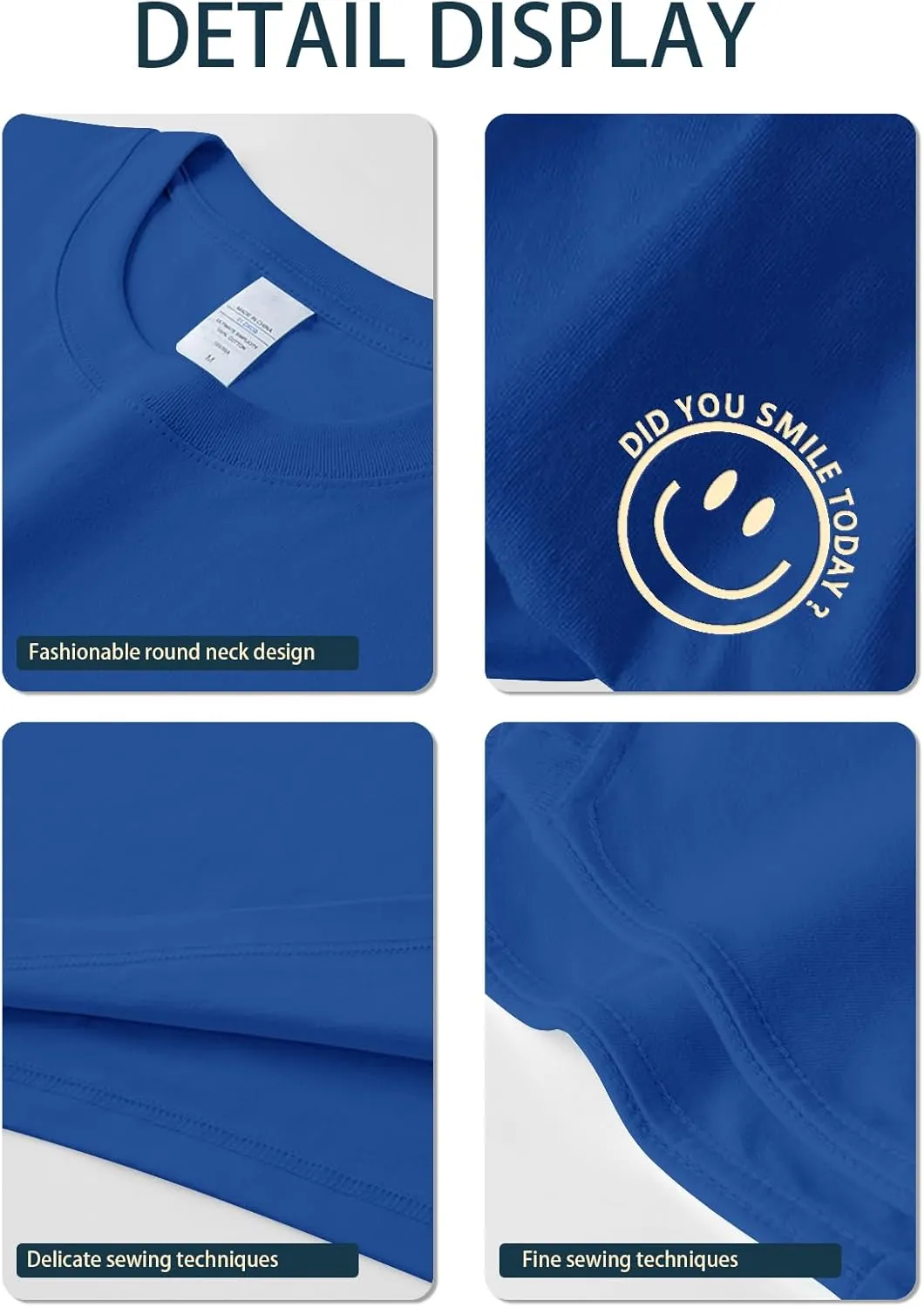 Men's T Shirts Smile Face Graphic Tees Oversized Tshirts Heavyweight Athletic Workout Short Sleeve Cotton Tops