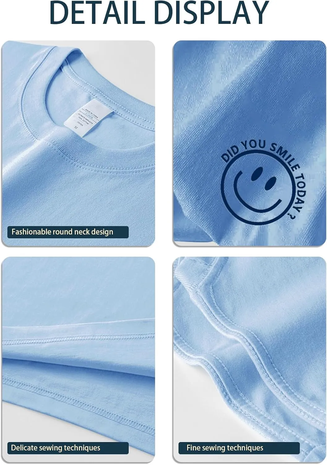 Men's T Shirts Smile Face Graphic Tees Oversized Tshirts Heavyweight Athletic Workout Short Sleeve Cotton Tops